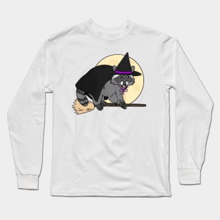 Halloween Witch Raccoon Long Sleeve T-Shirt